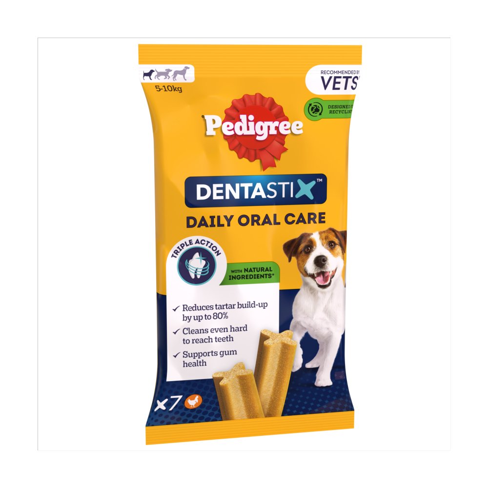 Pedigree Dentastix Daily Dental Chews Small Dog Treat 7 Sticks 110g (Pack of 10)