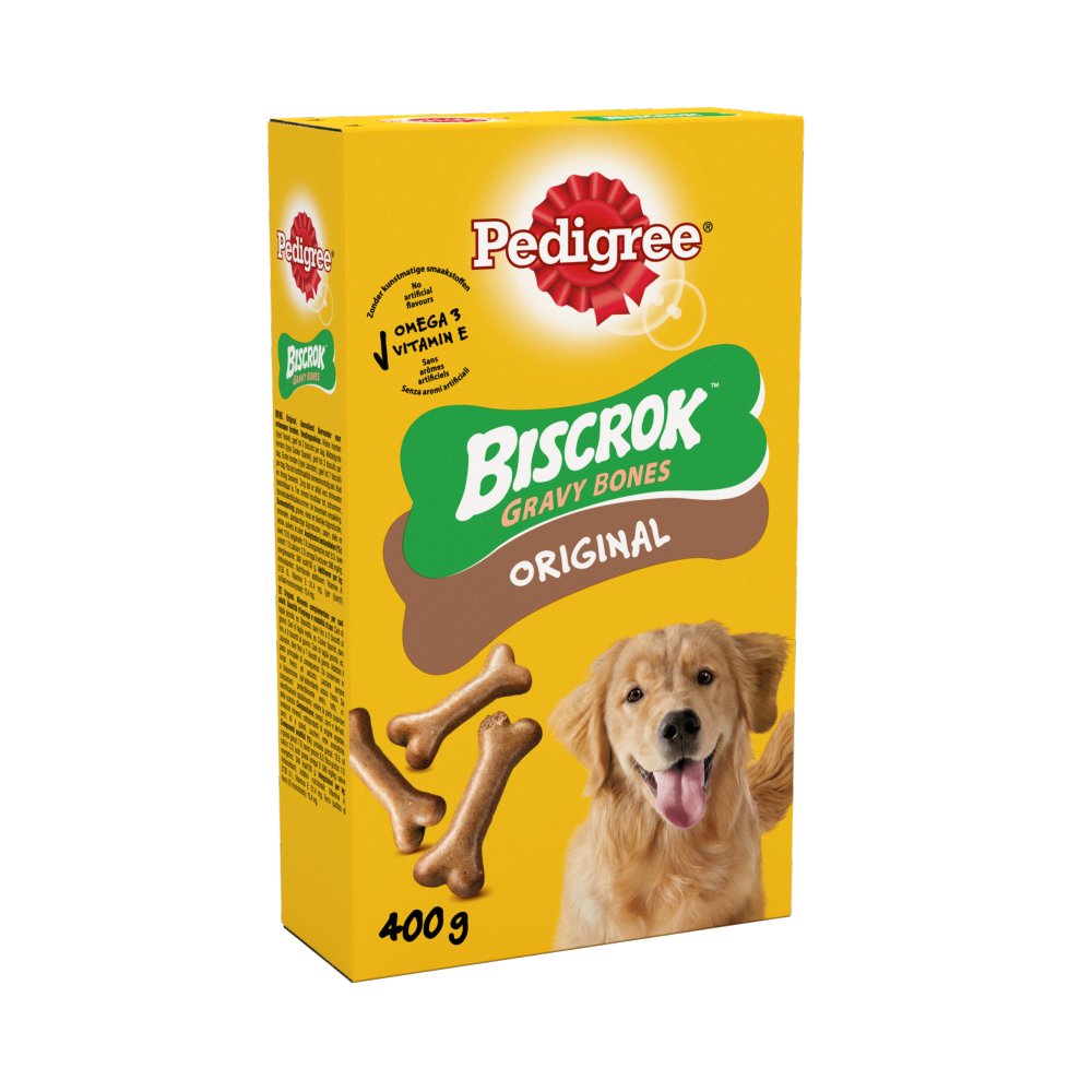 Pedigree Biscrok Gravy Bones Adult Dog Treats Original Biscuits 400g (Pack of 12)