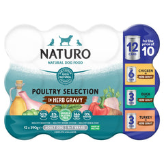 Naturo Natural Dog Food Poultry Selection in Herb Gravy 12 x 390g 1-7 Years (Pack of 1)