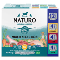 Naturo Natural Dog Food Mixed Selection Adult Dog 1 to 7 Years 12 x 400g (Pack of 1)