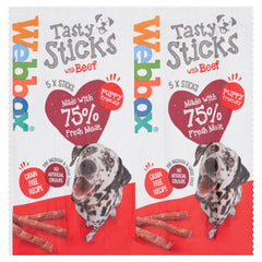 Webbox 5 Tasty Sticks with Beef 55g (Pack of 18) - Hungry Tails