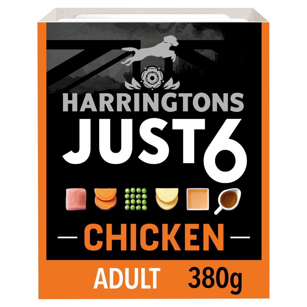 Harringtons Just 6 Wet Dog Food Trays Chicken 380g (Pack of 8)