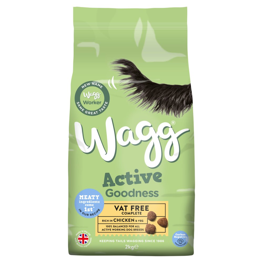 Wagg Active Goodness Vat Free Complete Rich in Chicken & Veg 2kg (Pack of 4) - Hungry Tails