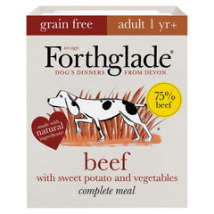 Forthglade Complete Adult Grain Free Wet Dog Food Beef with Sweet Potato & Vegetables 395g (Pack of 18)