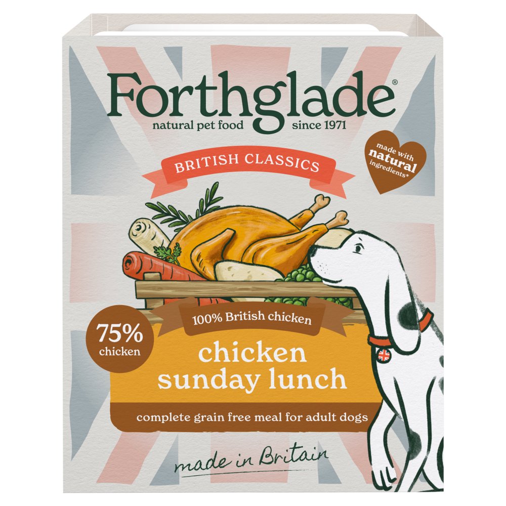 Forthglade British Classics Chicken Sunday Lunch Complete Natural Grain Free Adult Wet Dog Food 395g