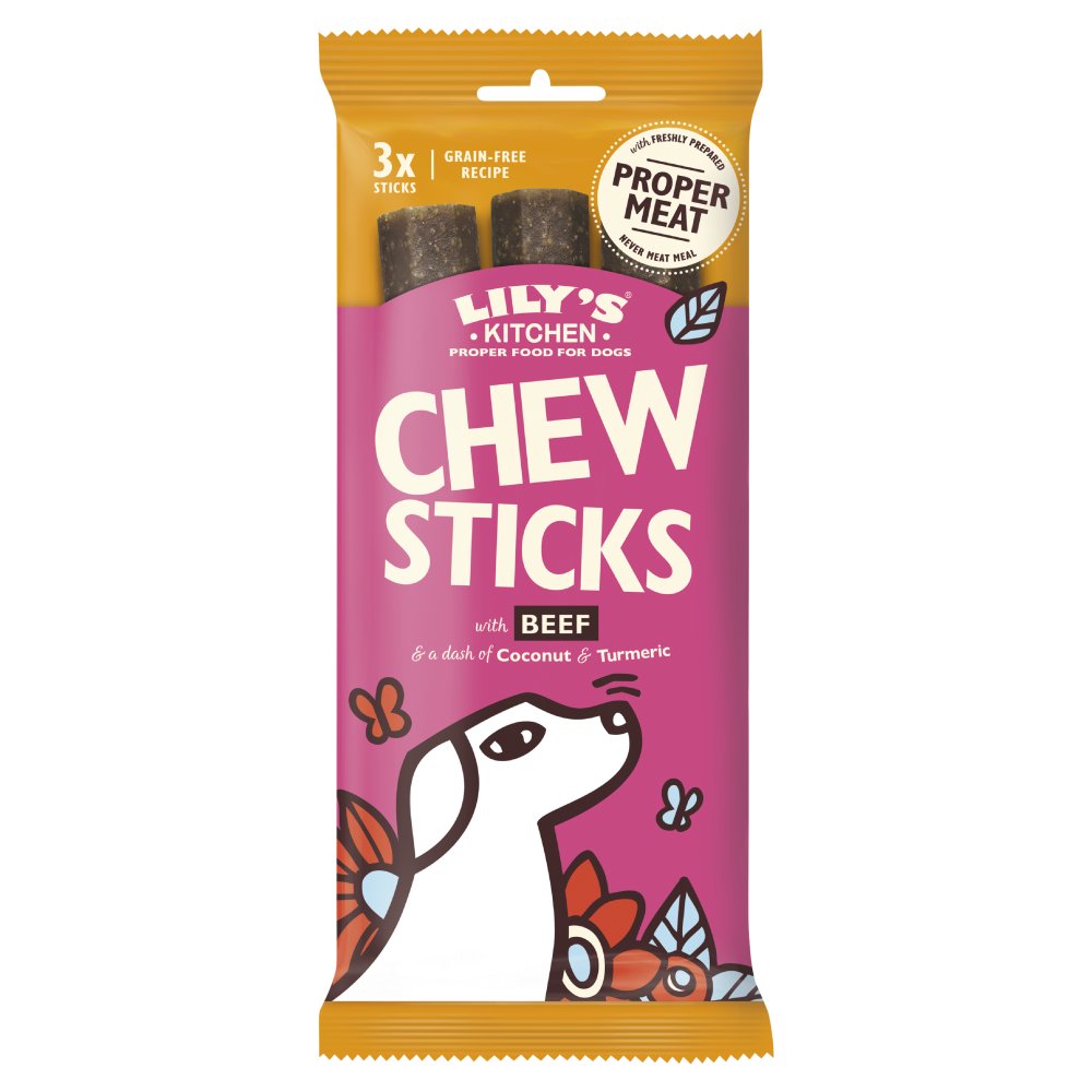 Lily's Kitchen Chew Sticks with Beef Dog Treat 120g (Pack of 10)