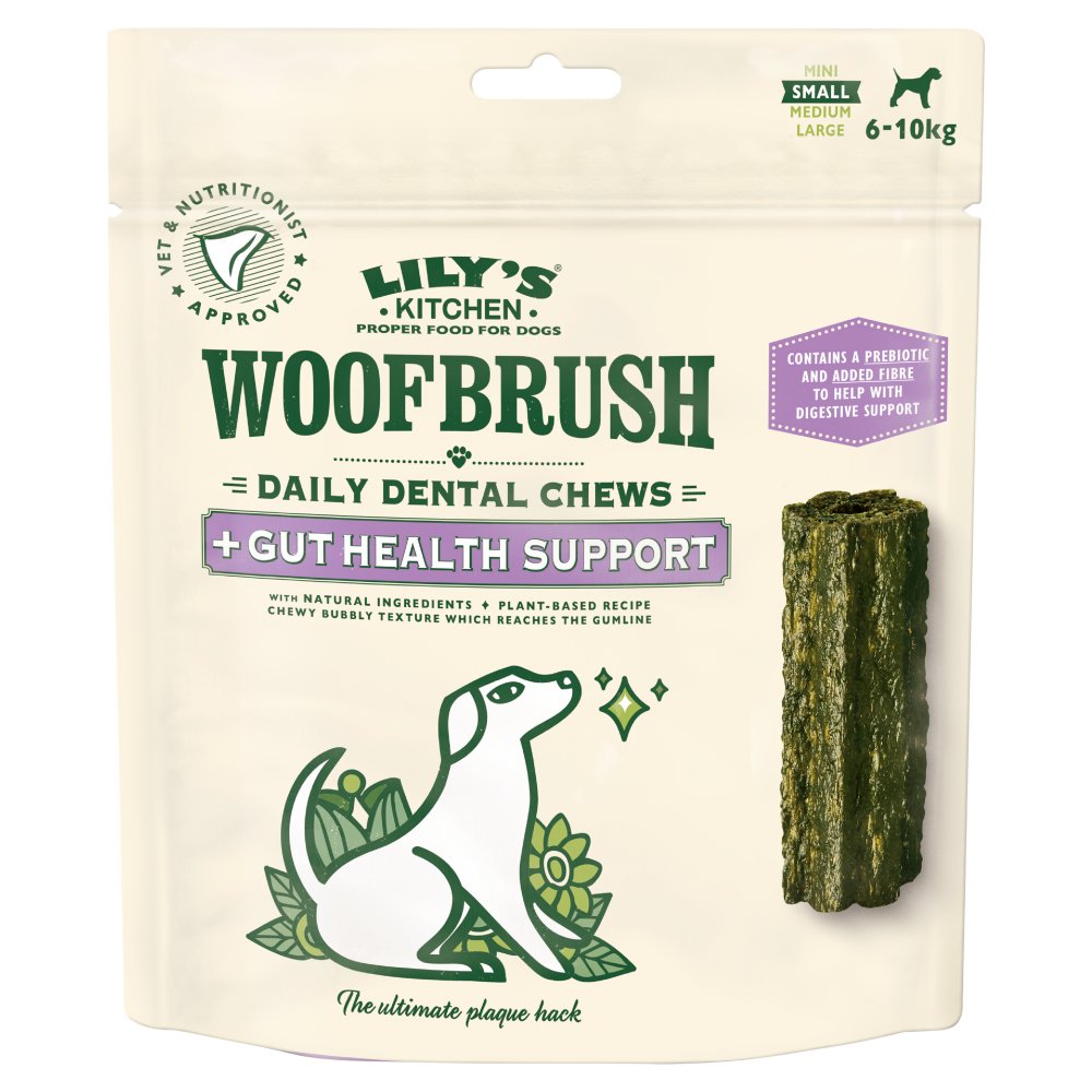 Lily's Kitchen Woofbrush Small Gut Health Dental Dog Chew 7 Pack 154g (Pack of 1)