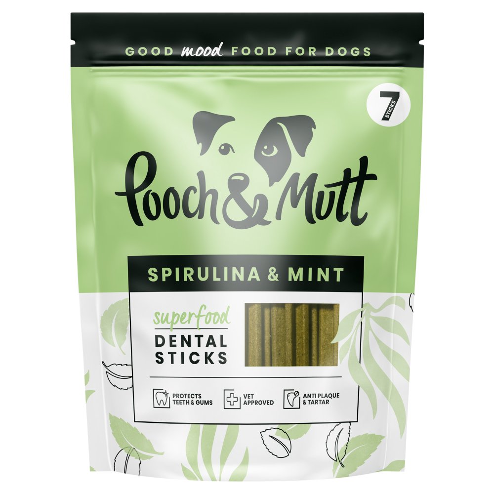 Pooch & Mutt 7 Spirulina & Mint Superfood Dental Sticks 251g (Pack of 10)