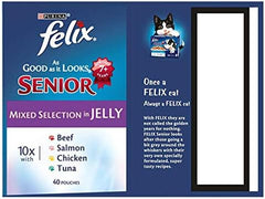 FELIX As Good As it Looks Senior 7+ Meat in Jelly Cat Food 12x100g (Pack of 1)