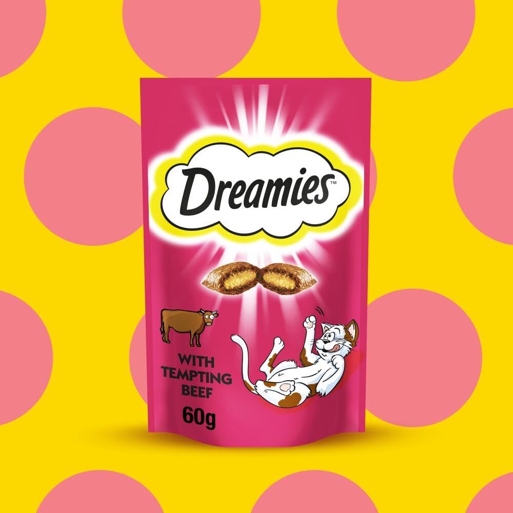 Dreamies Cat Treat Biscuits with Beef 60g (Pack of 8)