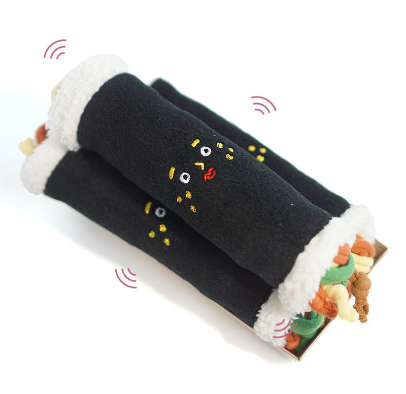 Dog Toy Stuffed Kimbap Treat Dispenser Toy Chew Proof Soft Chew Toy for Dogs Promotes Foraging Treat Dispenser Toy Interactive Toy