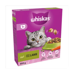 Whiskas 1+ Lamb, Adult Dry Cat Food 800g (Pack of 5) - Hungry Tails