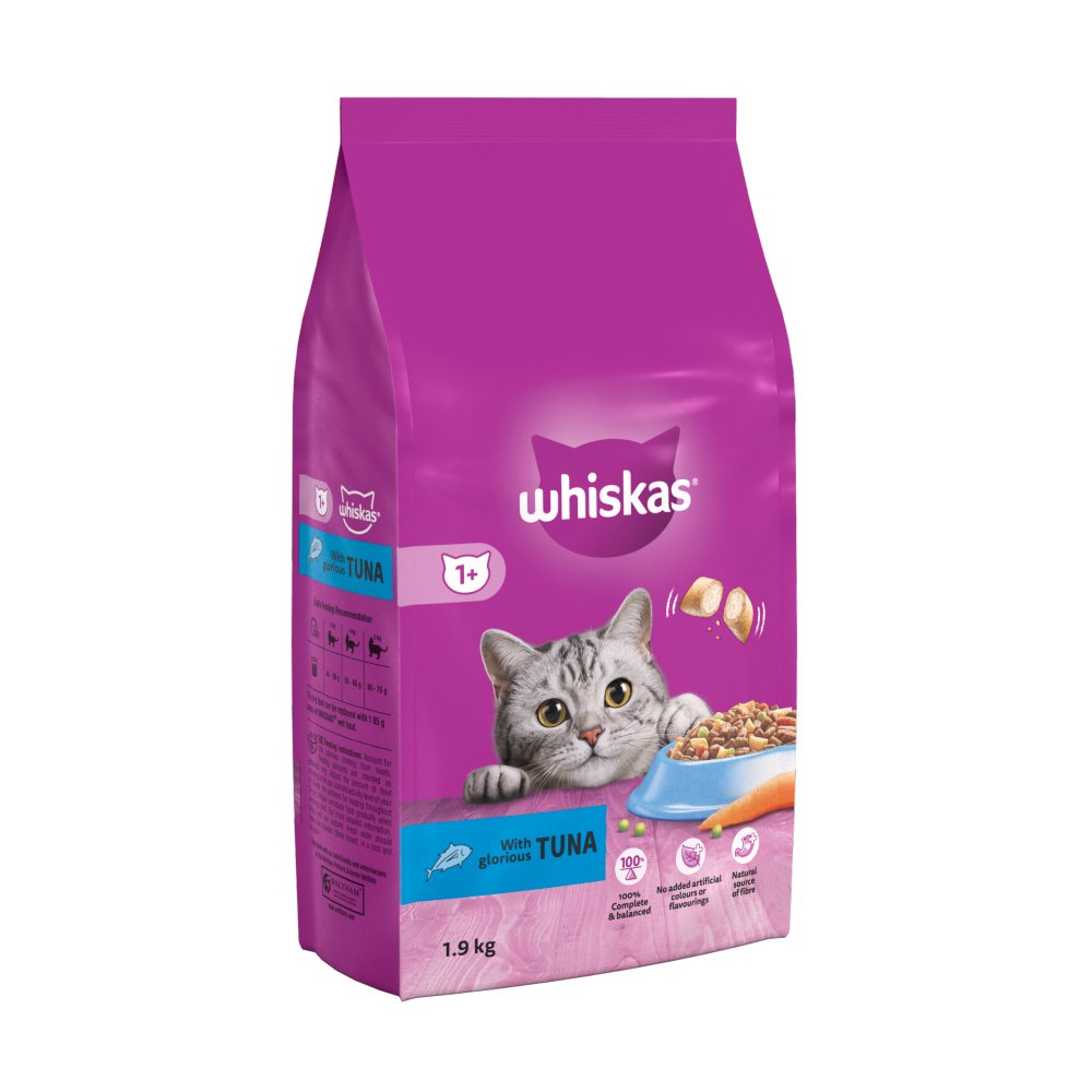 Whiskas 1+ Tuna Adult Dry Cat Food 1.9kg (Pack of 4)