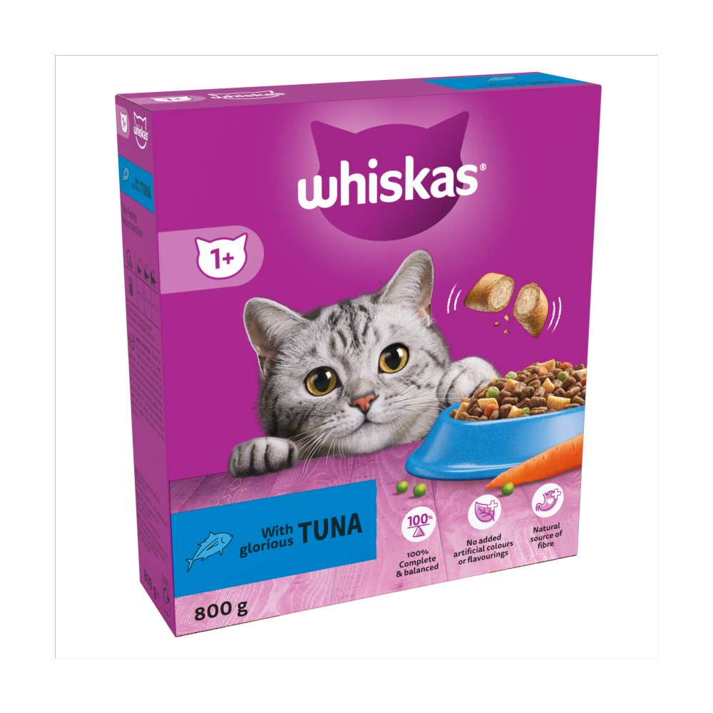 Whiskas 1+ Tuna Adult Dry Cat Food 800g (Pack of 5) - Hungry Tails