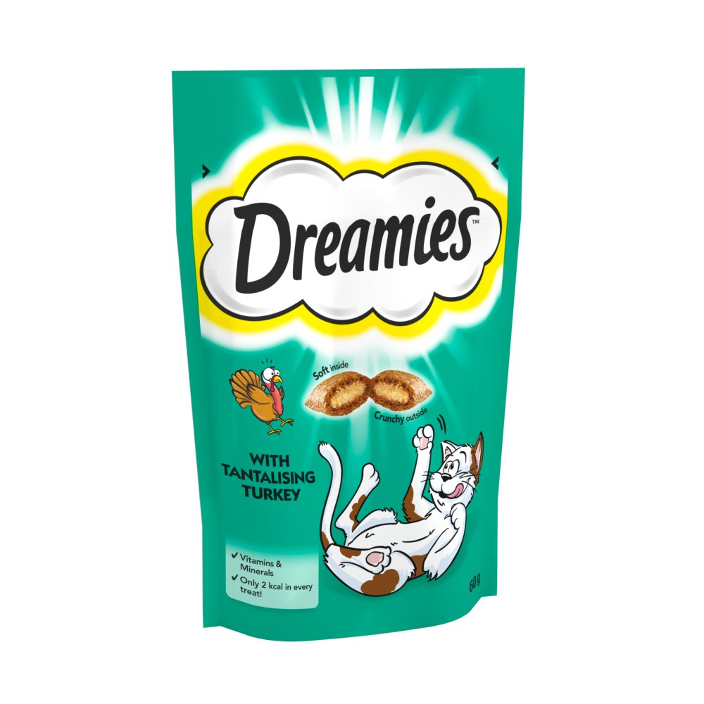 Dreamies Cat Treat Biscuits with Turkey 60g (Pack of 8)