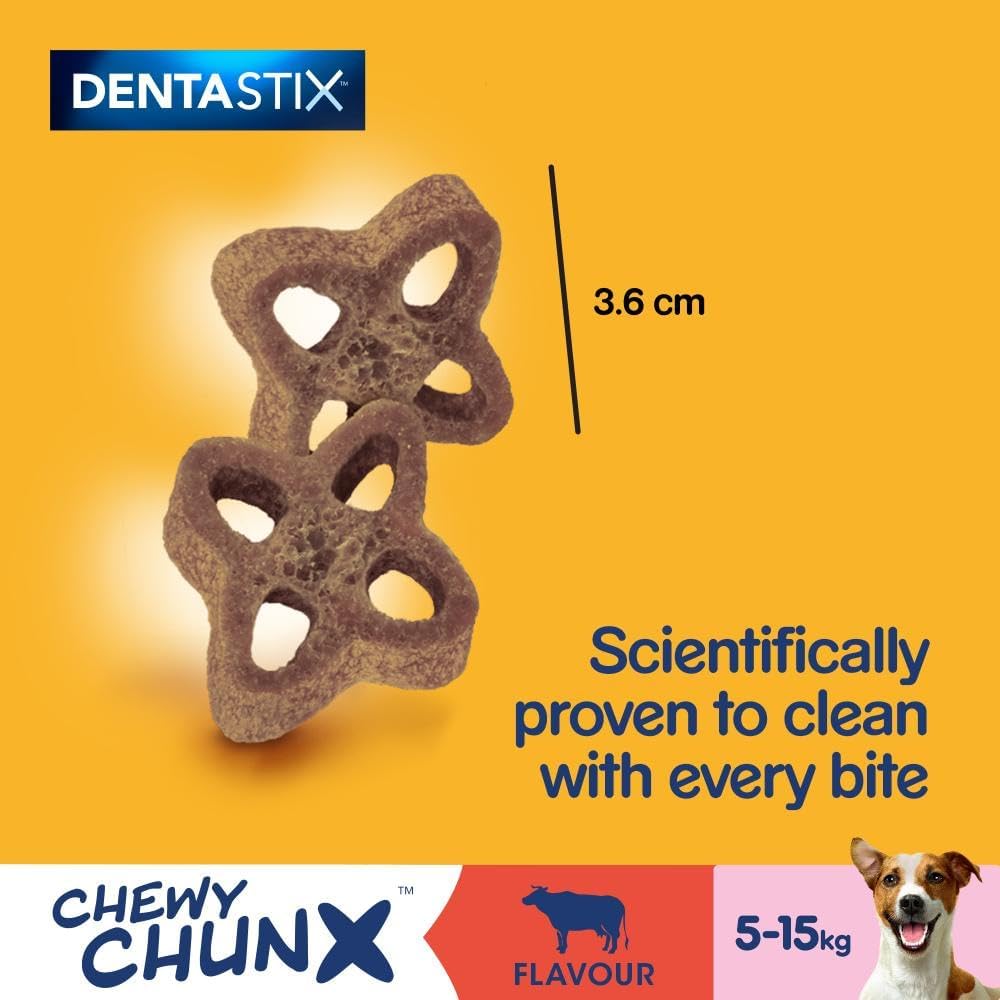 Pedigree Dentastix Chewy Chunx Mini Adult Small Dog Treat Beef 68g (Pack of 5)