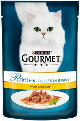 GOURMET Perle Mini Fillets in Gravy Chicken Cat Food 85g (Pack of 26) - Hungry Tails