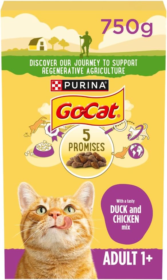 GO-CAT Chicken and Duck Dry Cat Food 750g (Pack of 5)