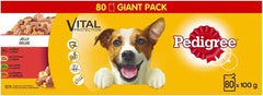 Pedigree Adult Wet Dog Food Pouches Mixed in Jelly Giant Pack 80 x 100g (Pack of 1)