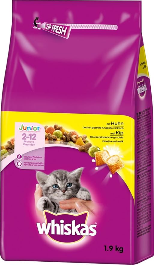 Whiskas 1+ Chicken Adult Dry Cat Food 1.9kg (Pack of 4)
