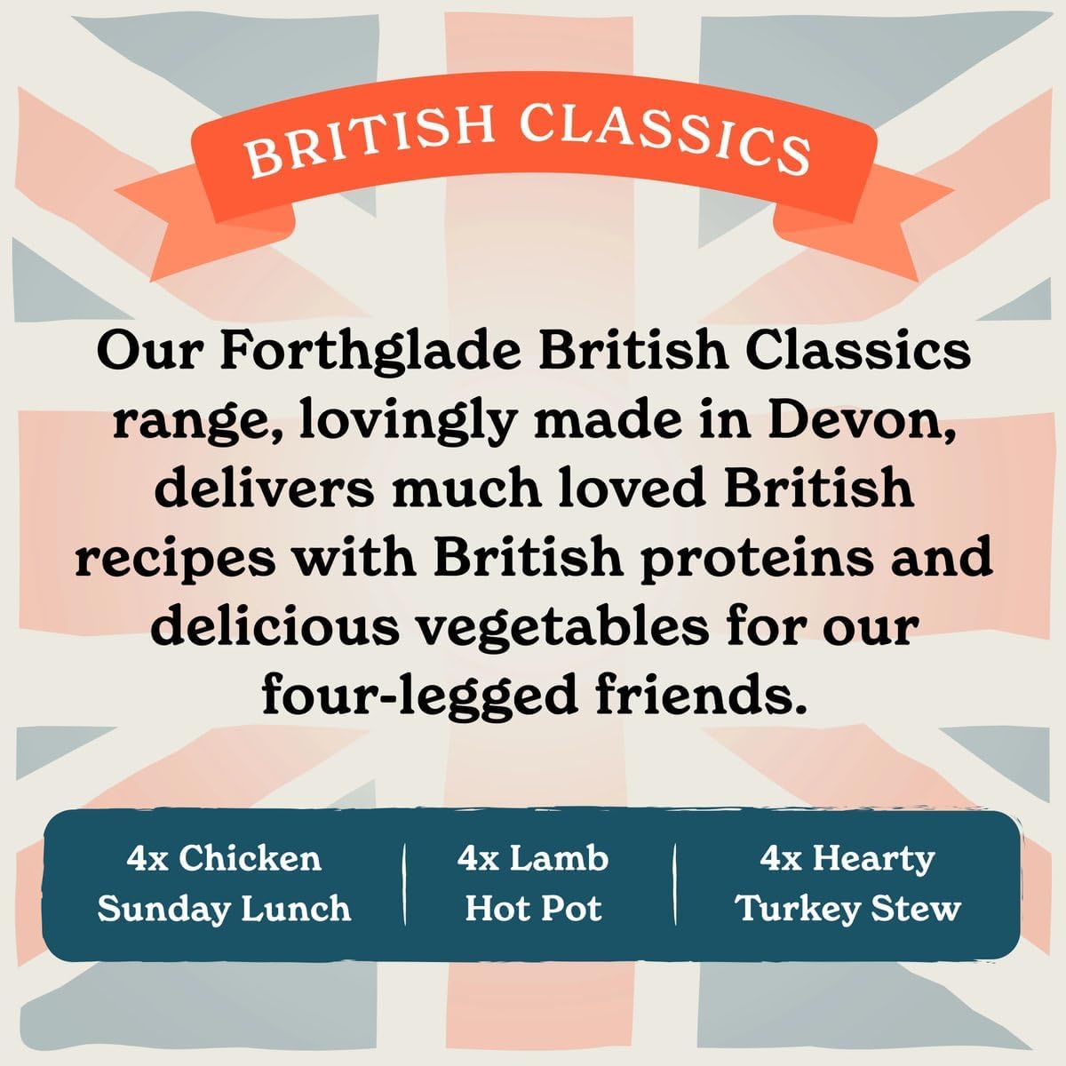 Forthglade British Classics Chicken Sunday Lunch Complete Natural Grain Free Adult Wet Dog Food 395g