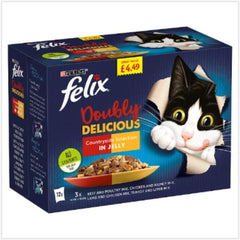 Felix Doubly Delicious Countryside Selection in Jelly 12 x 100g (1.2kg) (Pack of 1) - Hungry Tails