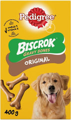 Pedigree Biscrok Gravy Bones Adult Dog Treats Original Biscuits 400g (Pack of 12)