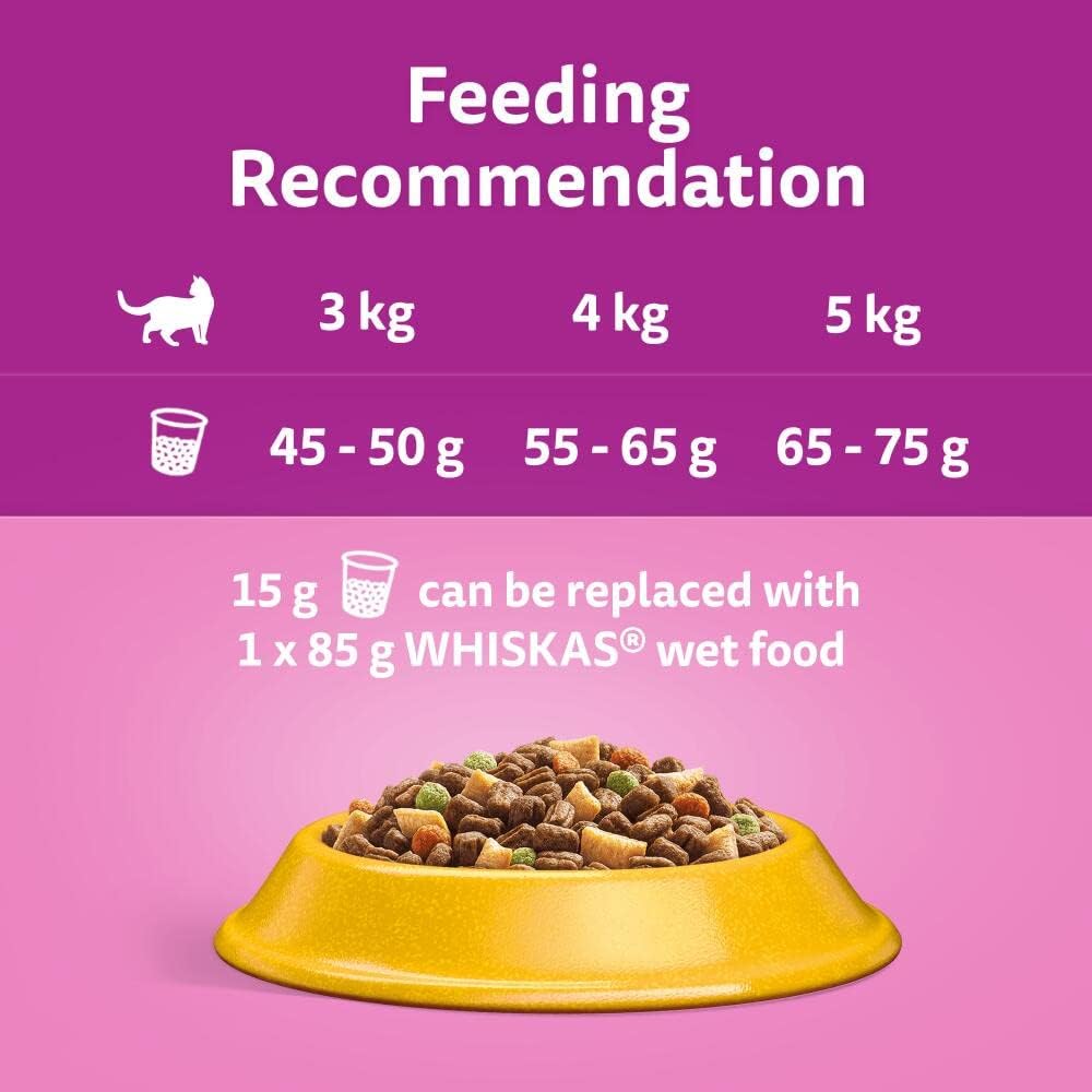 Whiskas 7+ Chicken Adult Dry Cat Food 800g (Pack of 5) - Hungry Tails