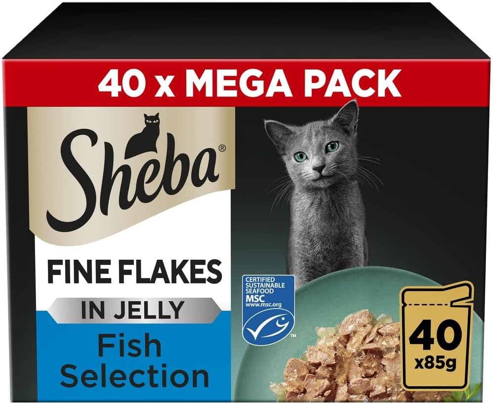 Sheba Sauce Adult Cat Food Pouch Fish Selection 40 x 85g(Pack of 1)