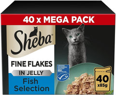 Sheba Sauce Adult Cat Food Pouch Fish Selection 40 x 85g(Pack of 1)