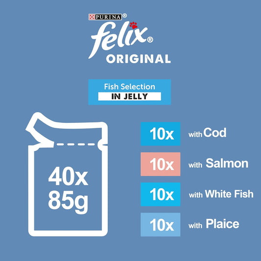 FELIX Original Senior Farm Selection in Jelly Cat Food 12x85g (Pack of 4)