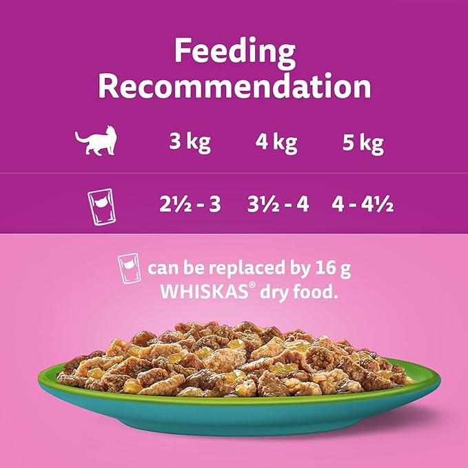 Whiskas 1+ Duo Mixed Adult Cat Food in Jelly 12 x 85g (Pack of 4)