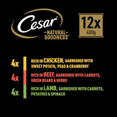 Cesar Natural Goodness Grain Free Wet Dog Food Tin Mixed in Loaf 12 x 400g (Pack of 1)