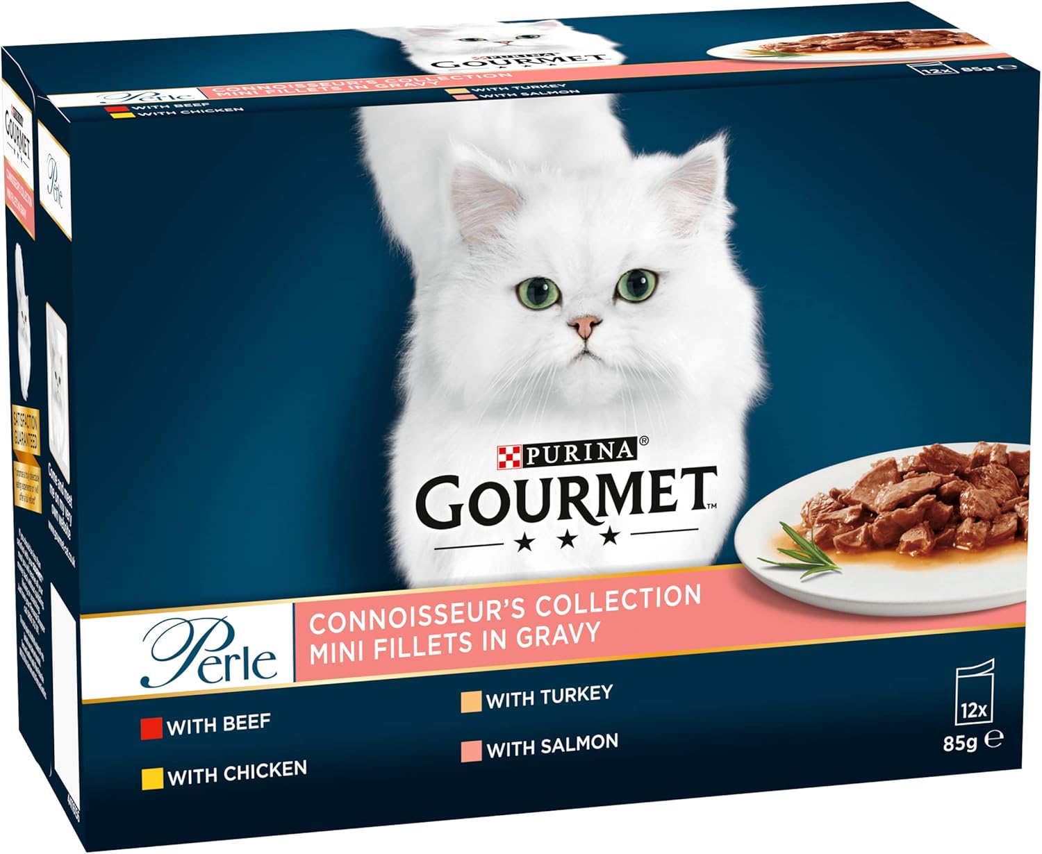 Gourmet Perle Connoisseur's Collection Mini Fillets in Gravy 12 x 85g (Pack of 1) - Hungry Tails