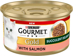 GOURMET Gold Succulent Delights Salmon Wet Cat Food 85g (Pack of 12) - Hungry Tails