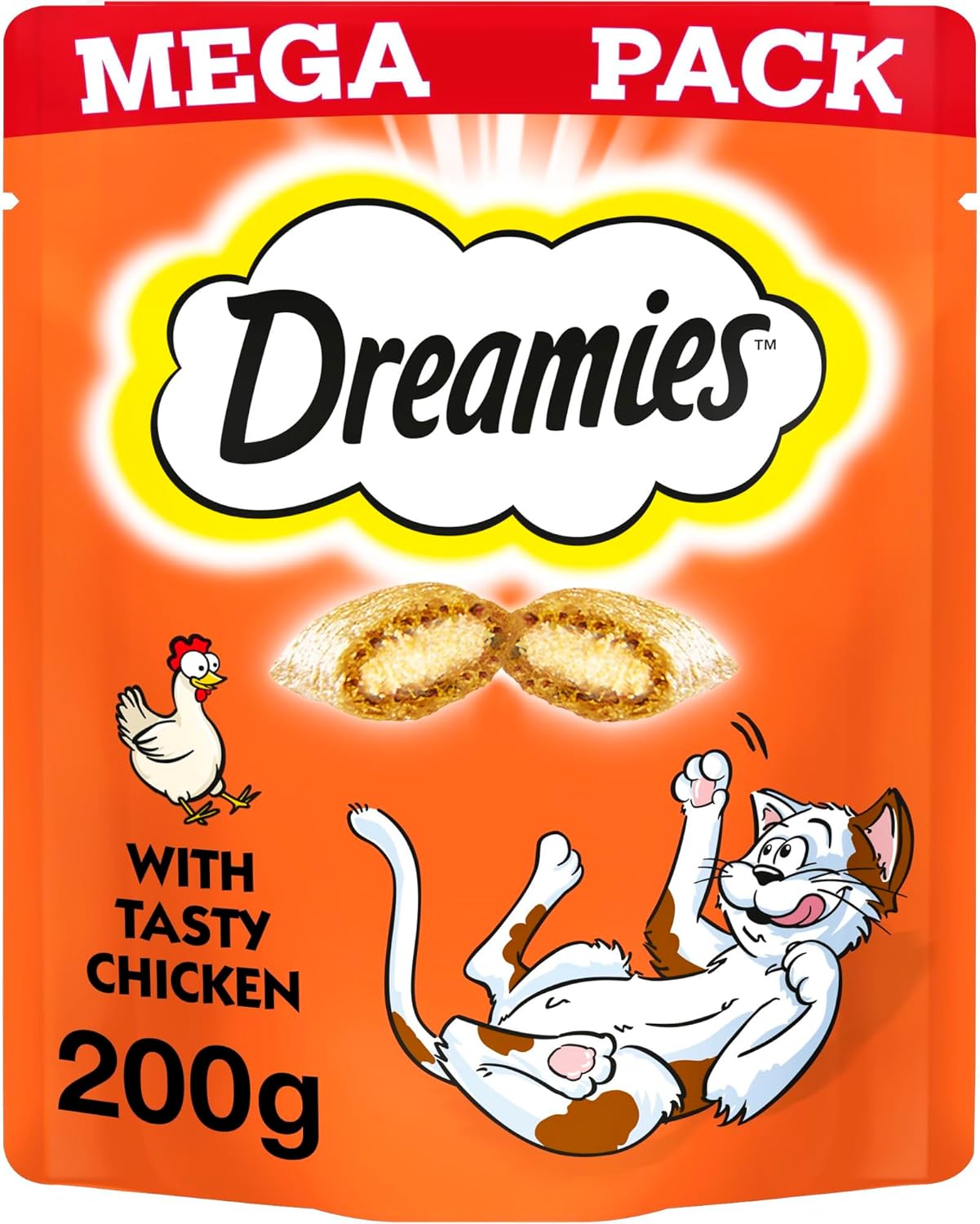 Dreamies Cat Treat Biscuits with Chicken Mega Pack 200g (Pack of 6)