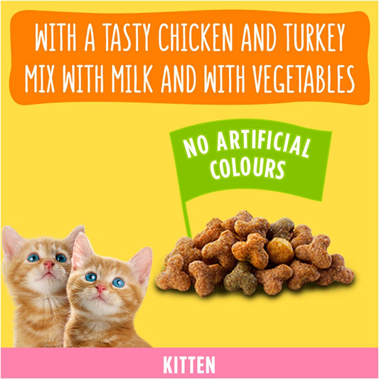 GO-CAT Kitten Chicken, Turkey and Milk Dry Cat Food 750g (Pack of 1)