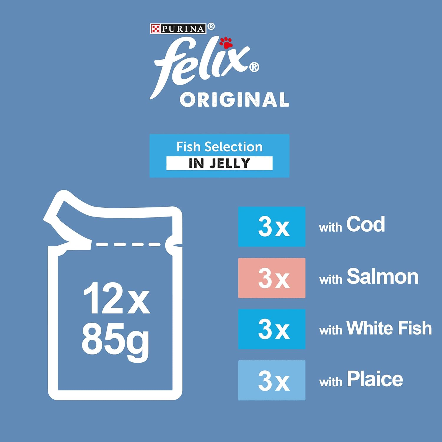 FELIX Original Fish Selection in Jelly Cat Food 12x85g (Pack of 1) - Hungry Tails