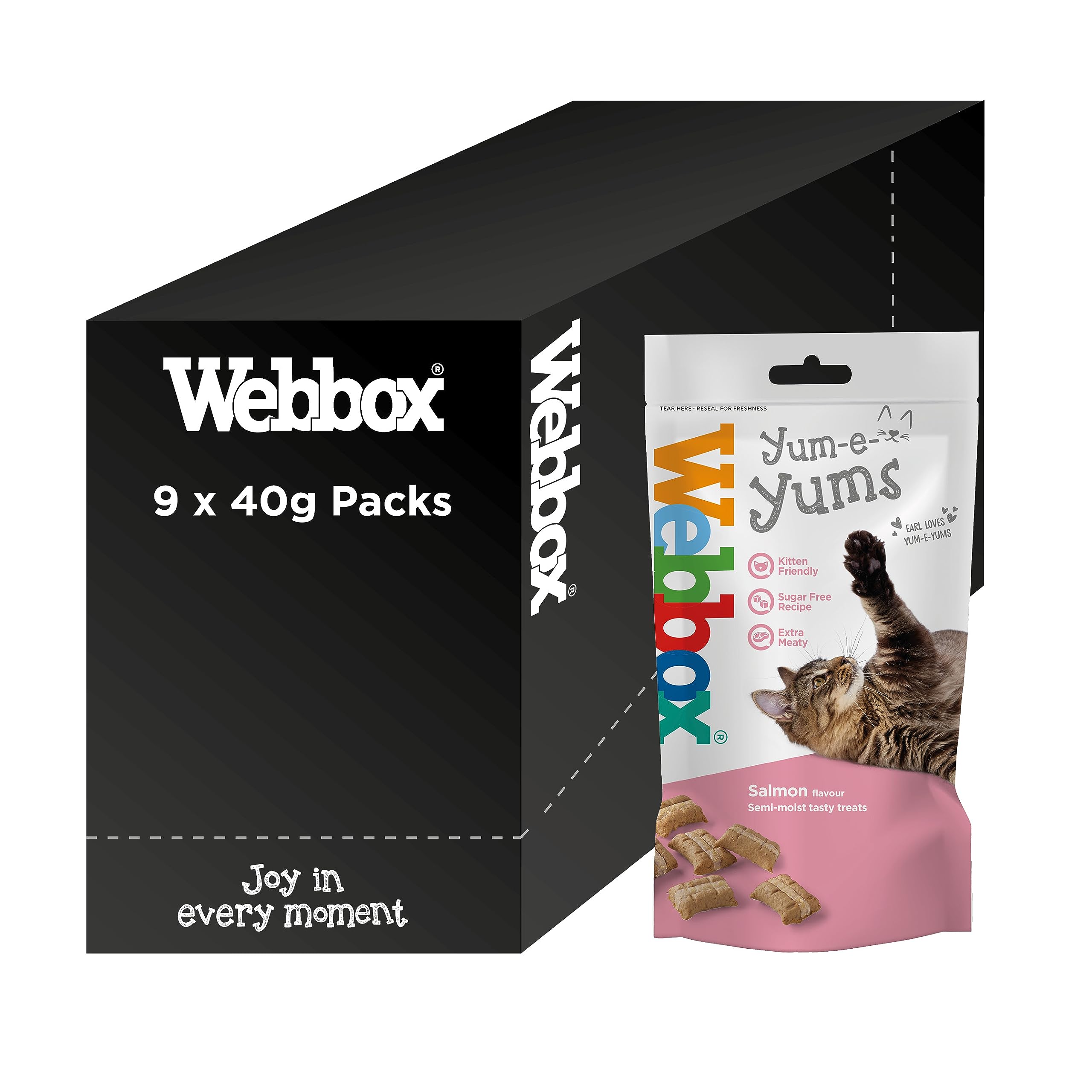 Webbox Yum e Yums, Semi Moist Tasty Treats Salmon Flavour 40g (Pack of 9)