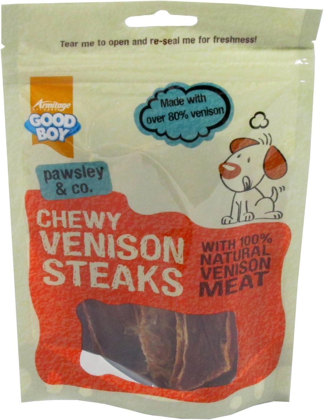 Good Boy Pawsley & Co. Chewy Venison Steaks 80g (Pack of 12)