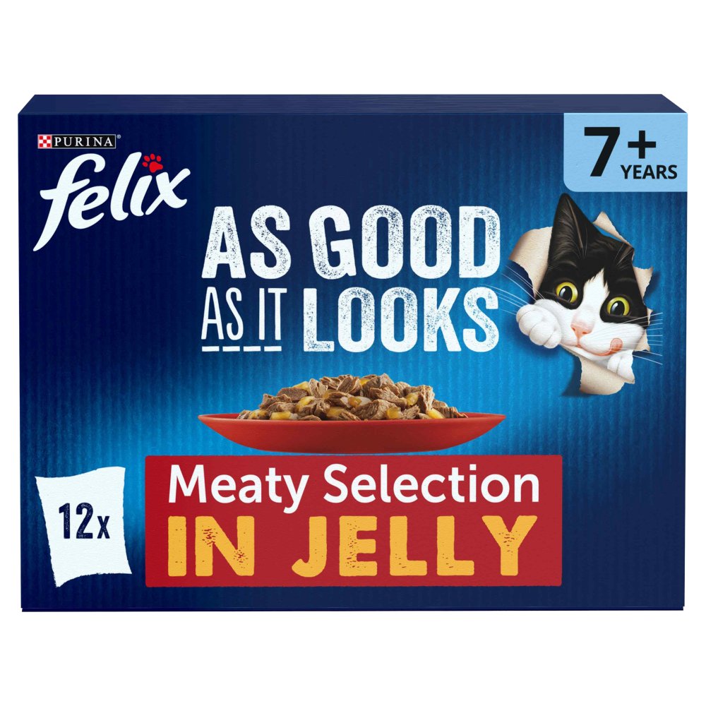 FELIX As Good As it Looks Senior 7+ Meat in Jelly Cat Food 12x100g (Pack of 1)