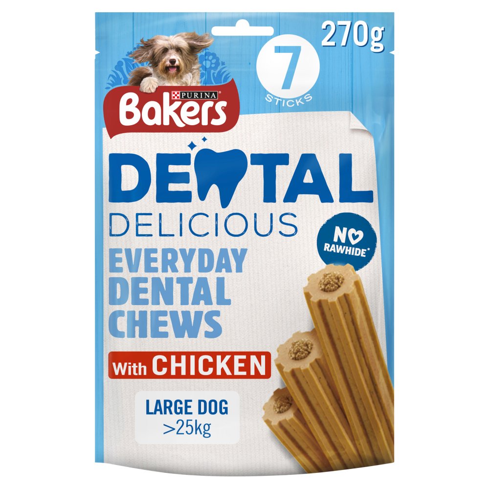 BAKERS Dental Delicious Large Chicken Dog Chews 270g (Pack of 1)