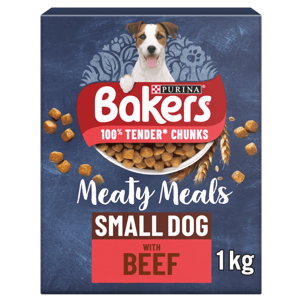 BAKERS Meaty Meals Small Dog Beef Dry Dog Food 1kg (Pack of 1)