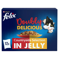 FELIX Doubly Delicious Meat Selection in Jelly Cat Food 12x100g (Pack of 1)