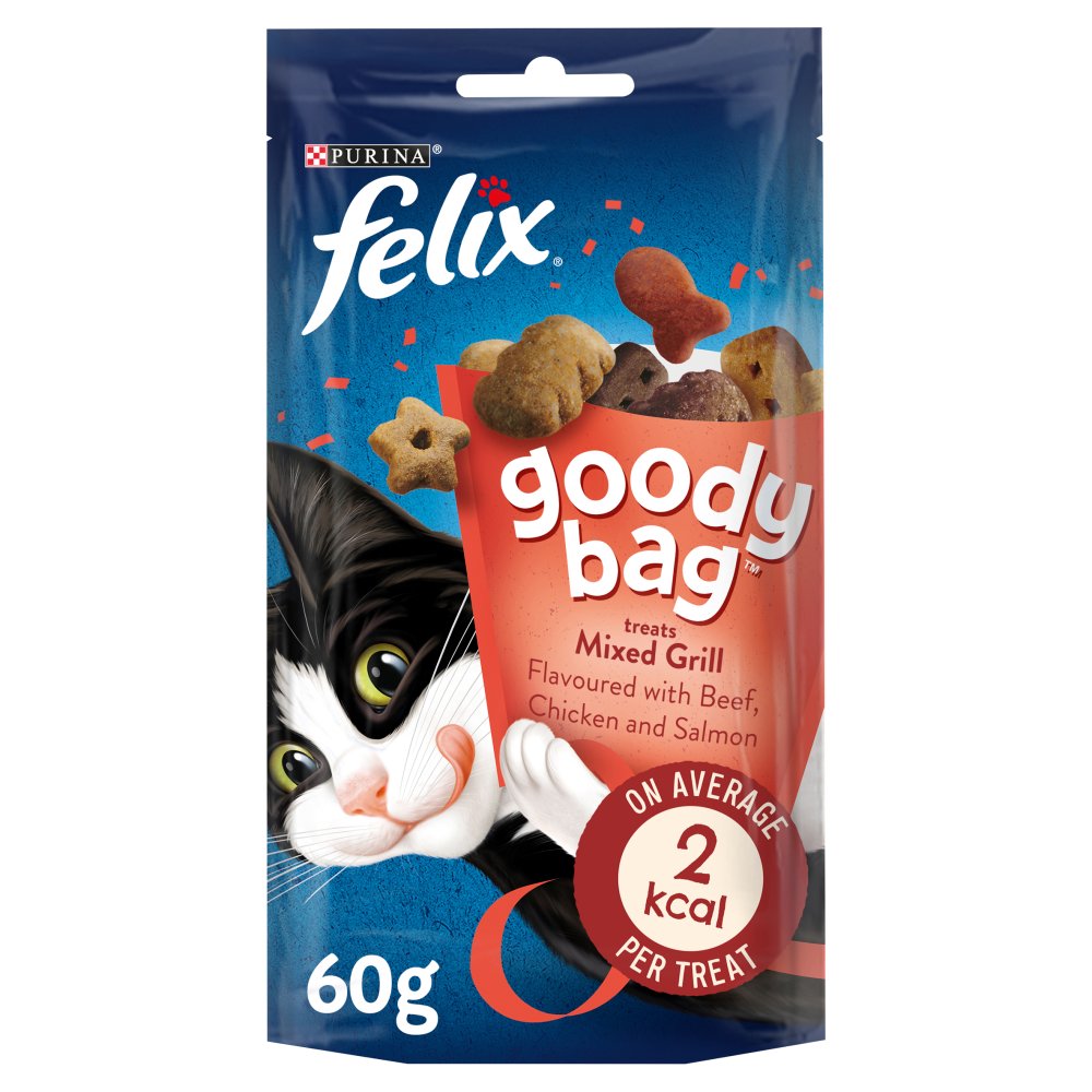 FELIX Goody Bag Mixed Grill Beef, Chicken and Salmon Cat Treats 60g (Pack of 8) - Hungry Tails