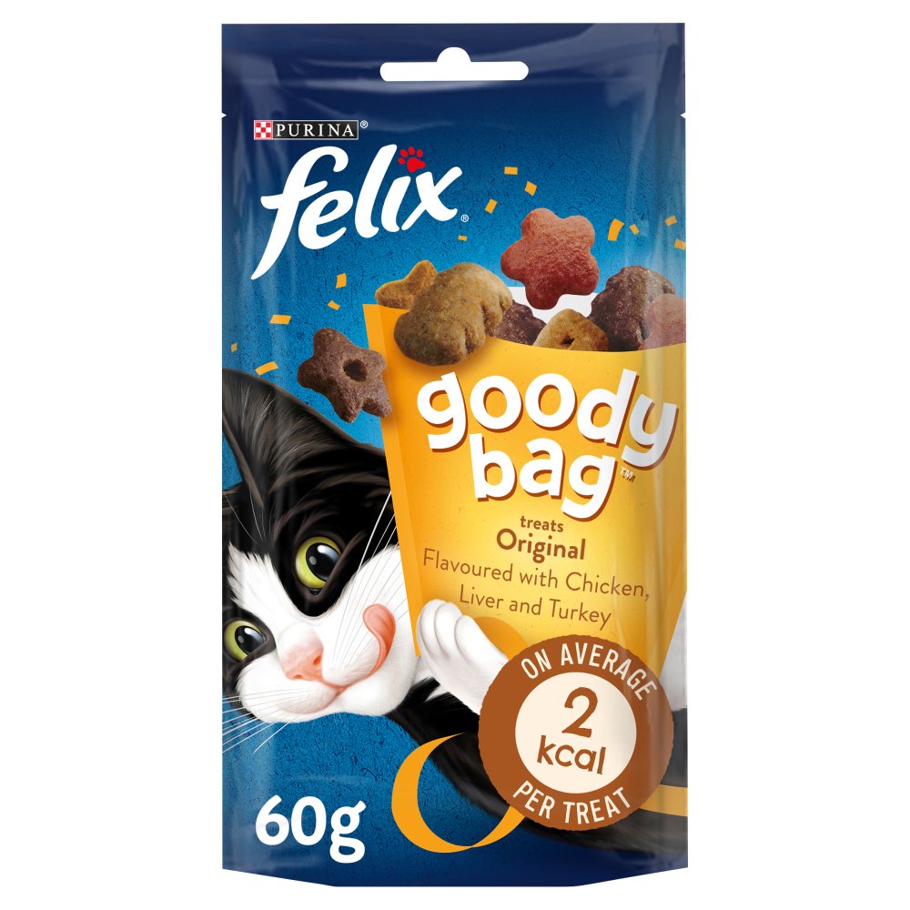 FELIX Goody Bag Original Chicken, Liver and Turkey Cat Treats 60g (Pack of 8) - Hungry Tails