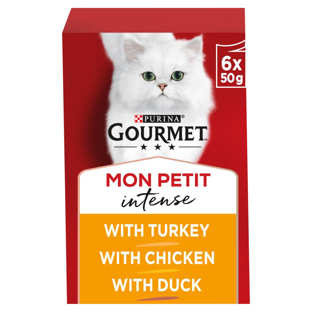 GOURMET Mon Petit Meaty Variety Duck, Chicken, Turkey Wet Cat Food 6x50g (Pack of 8)