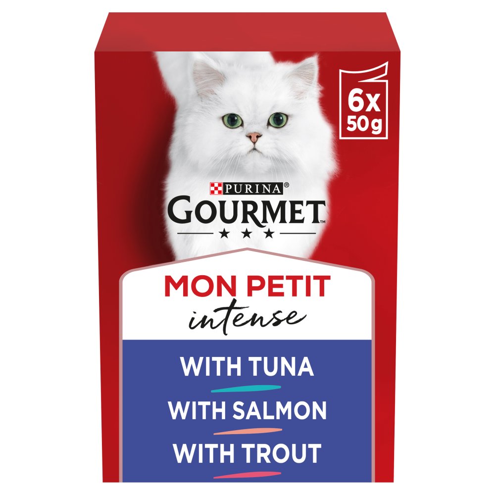 GOURMET Mon Petit Fish Variety Tuna, Salmon, Trout Wet Cat Food 6x50g (Pack of 1)