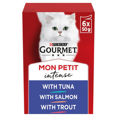 GOURMET Mon Petit Fish Variety Tuna, Salmon, Trout Wet Cat Food 6x50g (Pack of 8)