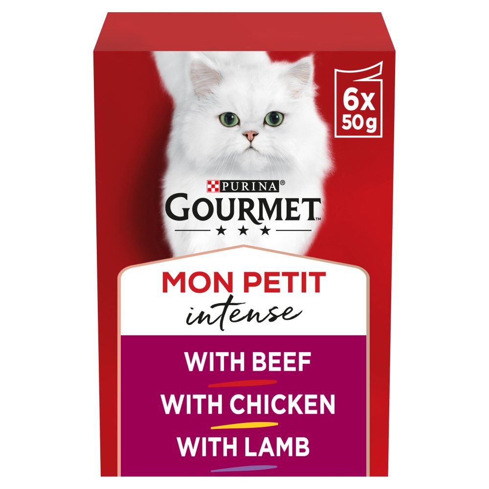 GOURMET Mon Petit Meaty Variety Beef, Chicken, Lamb Wet Cat Food 6x50g (Pack of 1)